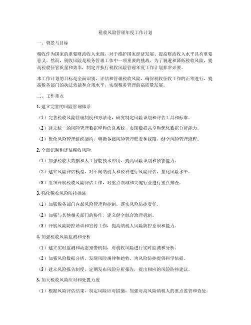 税收风险管理年度工作计划
