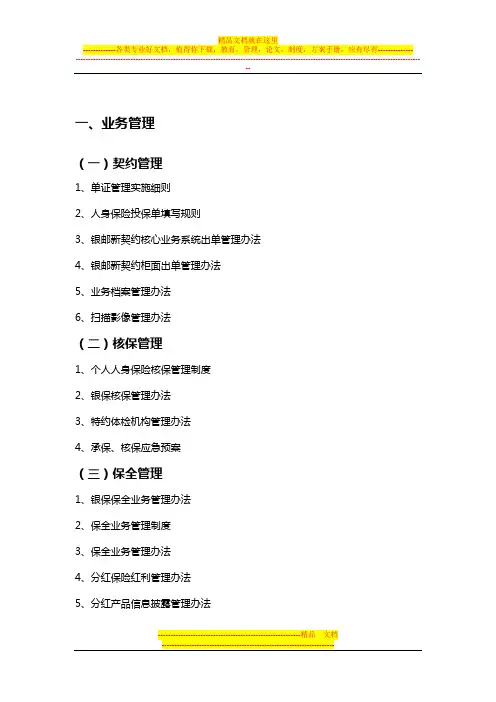 制度汇编目录