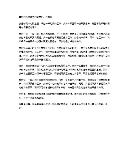 新闻中心副主述职报告范文
