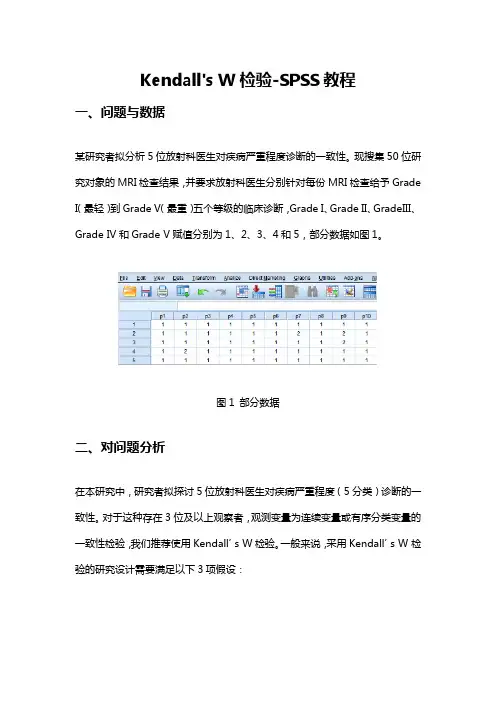Kendall's W检验-SPSS教程
