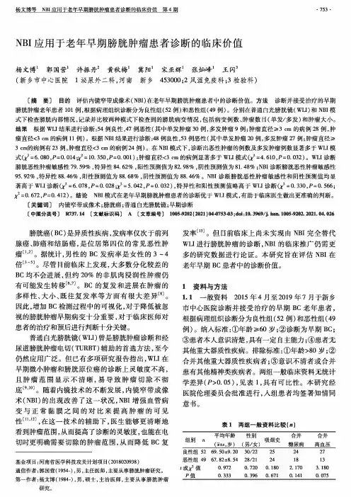 NBI应用于老年早期膀胱肿瘤患者诊断的临床价值