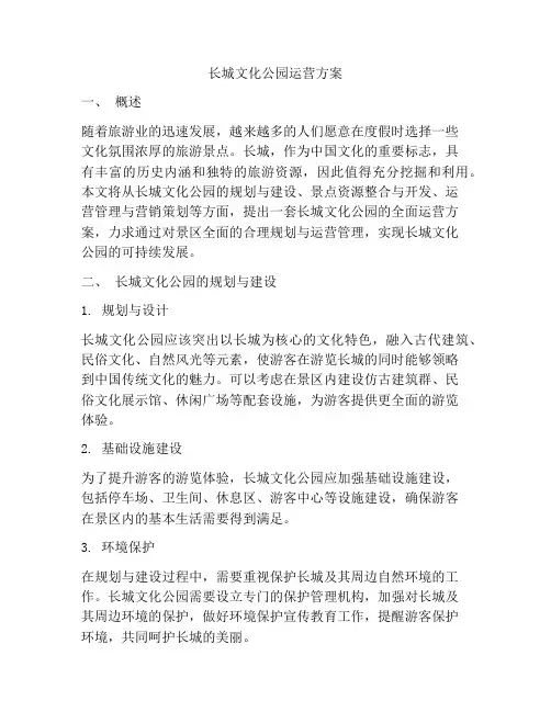 长城文化公园运营方案