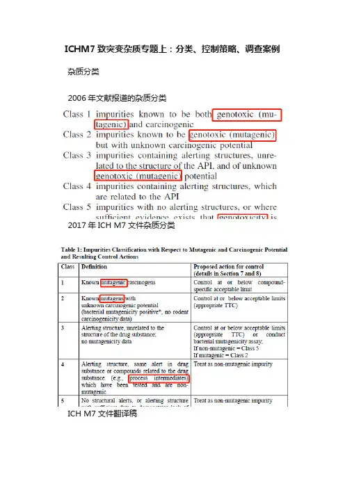 ICHM7致突变杂质专题上：分类、控制策略、调查案例