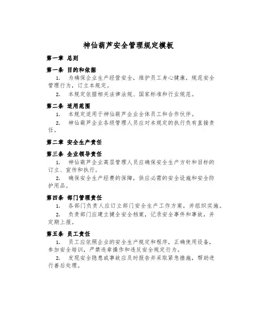 神仙葫芦安全管理规定模板