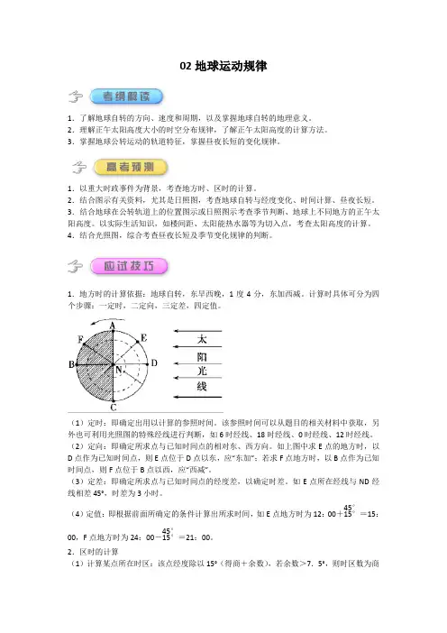 高中地理复习-02地球运动规律