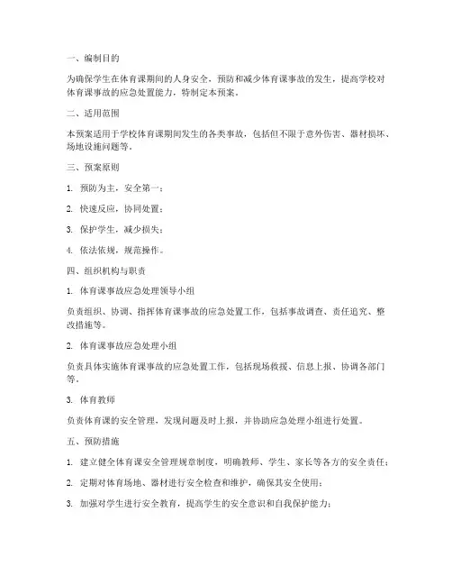 体育课事故处理预案