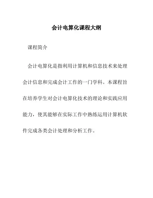 会计电算化课程大纲