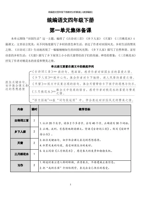 统编语文四年级下册教材分析解读(人教部编版)