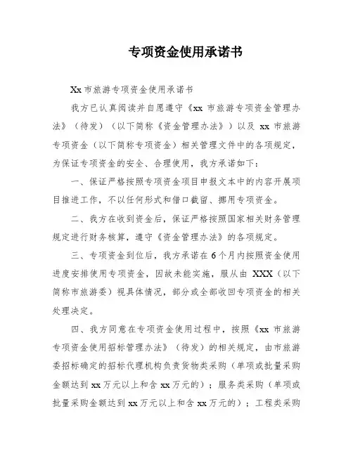 专项资金使用承诺书