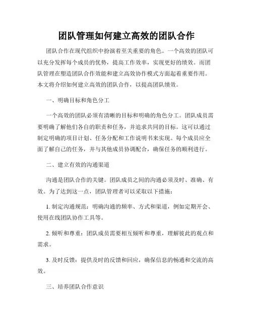 团队管理如何建立高效的团队合作