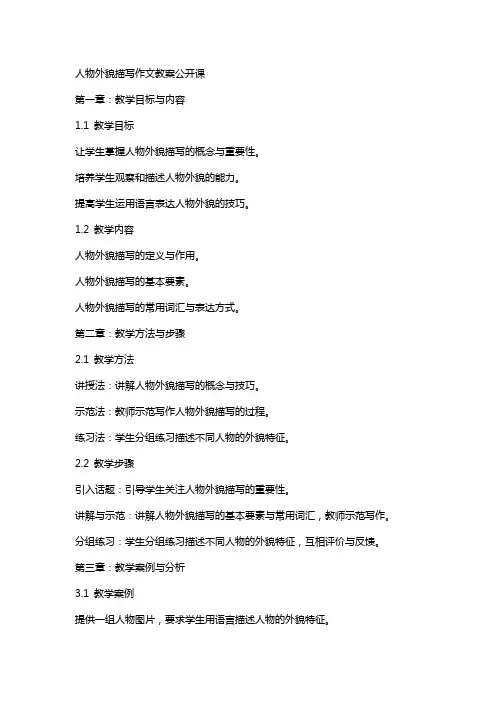 人物外貌描写作文教案公开课