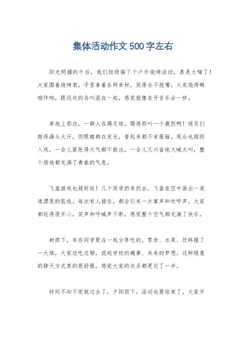 集体活动作文500字左右