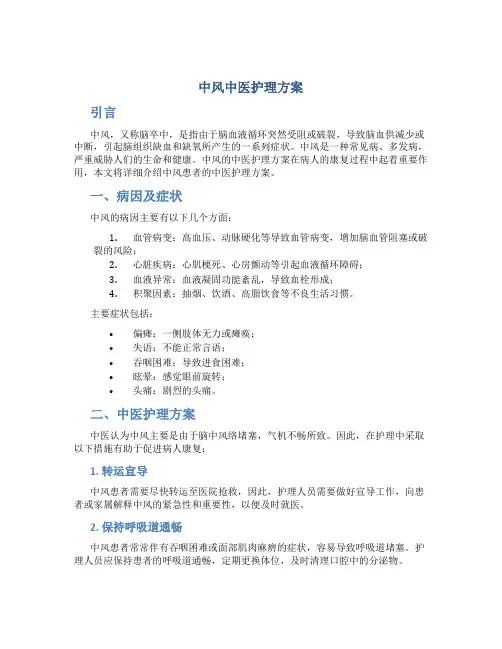 中风中医护理方案