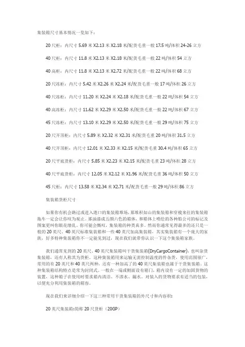 集装箱规格