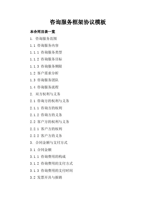 咨询服务框架协议模板