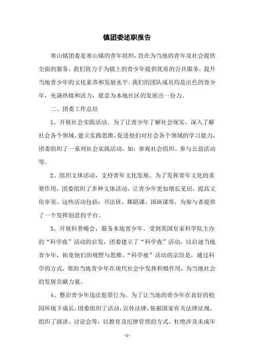 镇团委述职报告