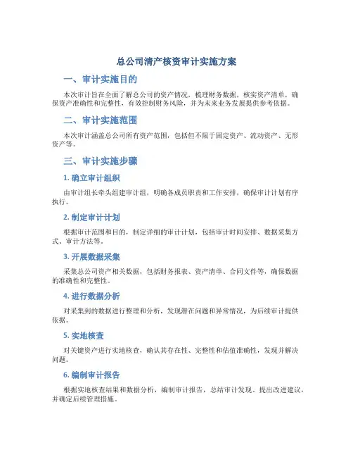 总公司清产核资审计实施方案