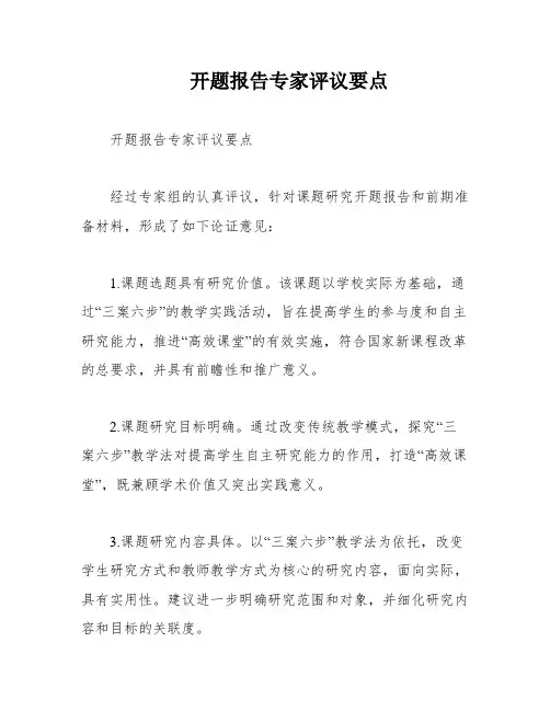 开题报告专家评议要点