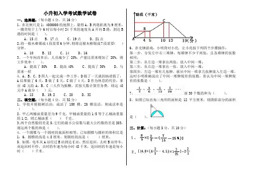 2015年(人教版)小升初考试数学试卷(真题)及答案