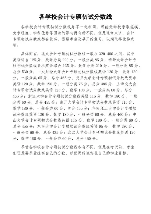各学校会计专硕初试分数线