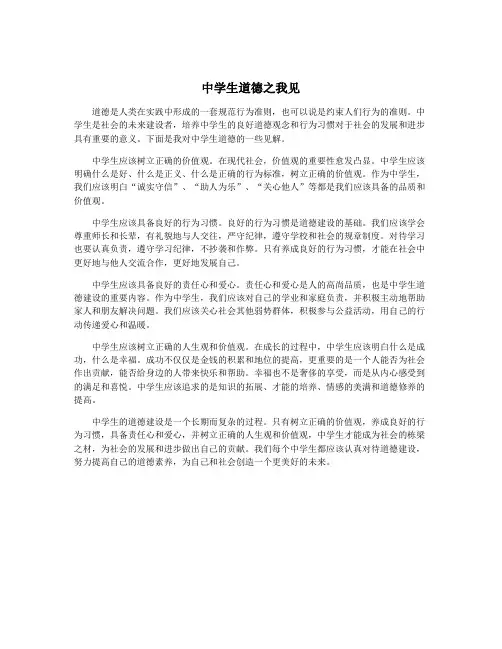 中学生道德之我见