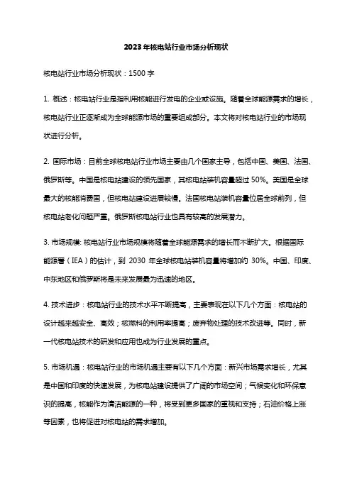 2023年核电站行业市场分析现状