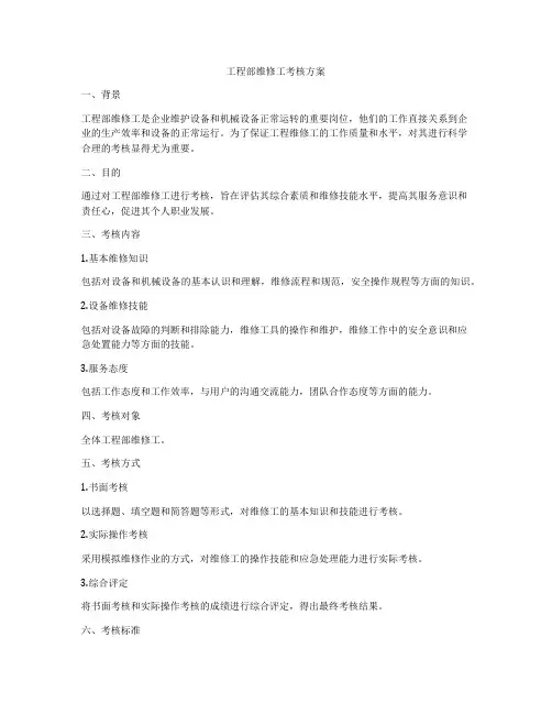 工程部维修工考核方案