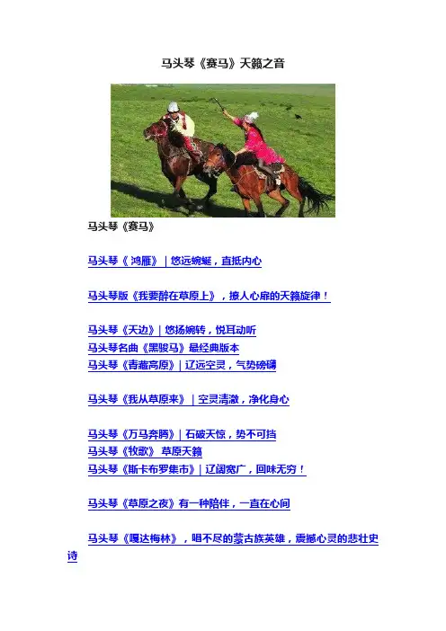 马头琴《赛马》天籁之音