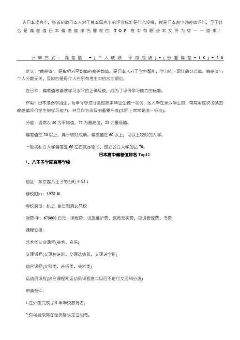日本重点高中TOP12推荐,你必须知道的日本重点高中选校标准