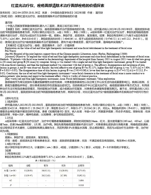红蓝光治疗仪、痤疮面部清除术治疗面部痤疮的价值探索