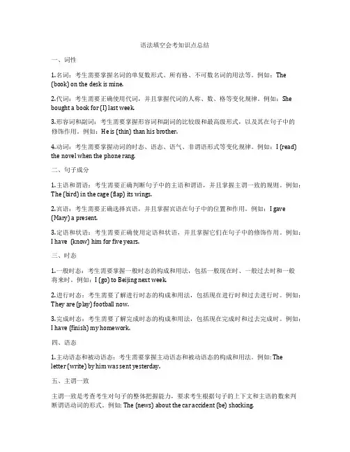 语法填空会考知识点总结