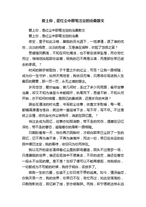爱上你，是红尘中那笔注定的沧桑散文