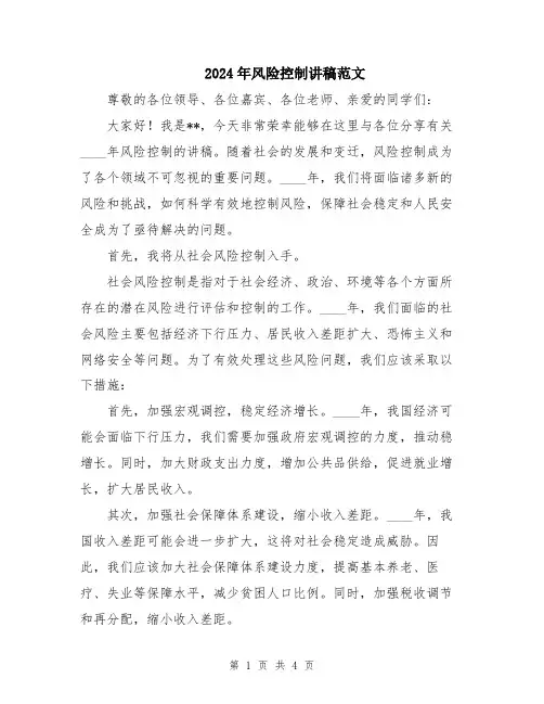 2024年风险控制讲稿范文