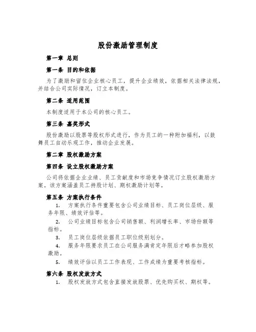 股份激励管理制度