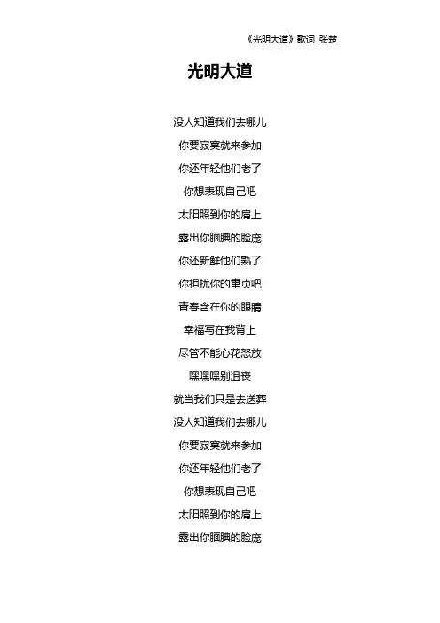 《光明大道》歌词 张楚