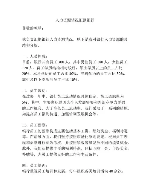 人力资源情况汇报银行