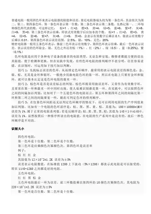 电阻器的阻值和误差