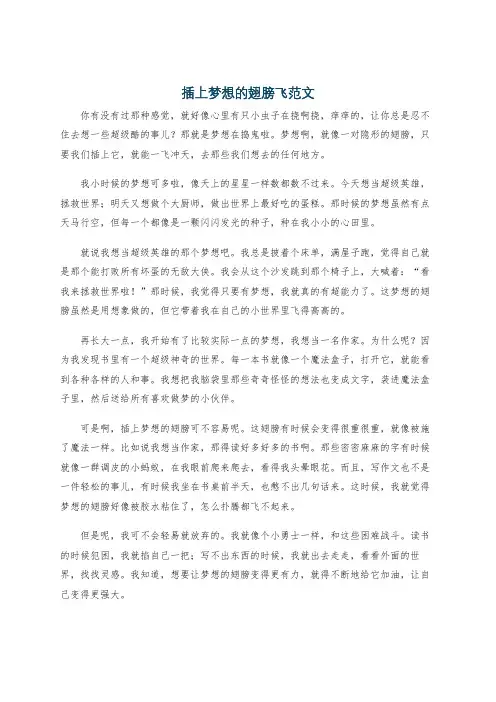 插上梦想的翅膀飞范文