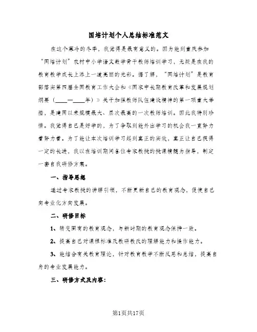 2024年国培计划个人总结标准范文(6篇)