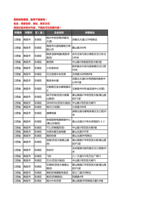 新版江西省南昌市东湖区家用电器企业公司商家户名录单联系方式地址大全61家