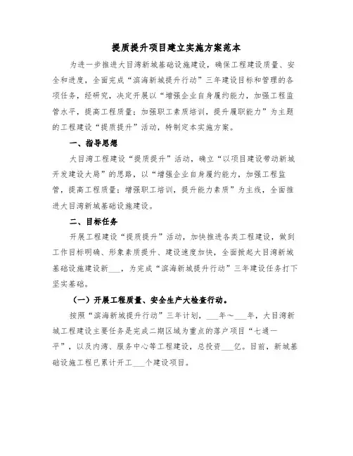 提质提升项目建立实施方案范本(二篇)