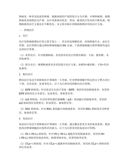 肺癌晚期常用治疗方案