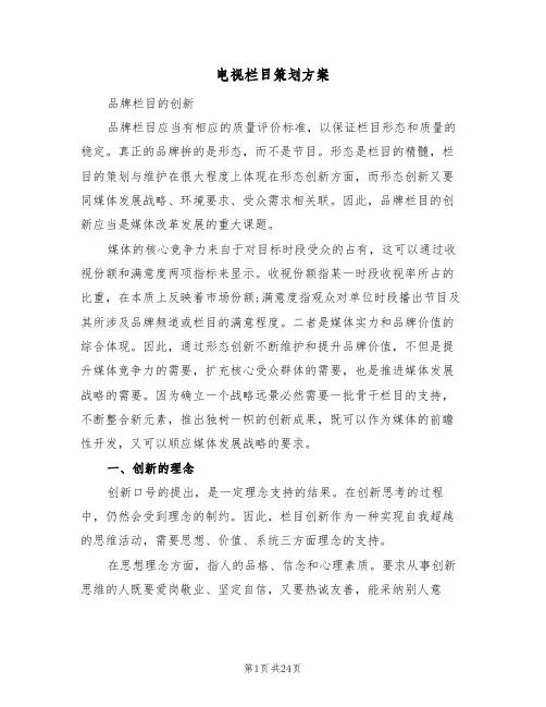 电视栏目策划方案(三篇)