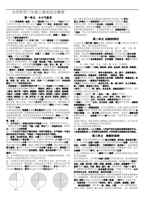 小学科学三年级上册知识点整理