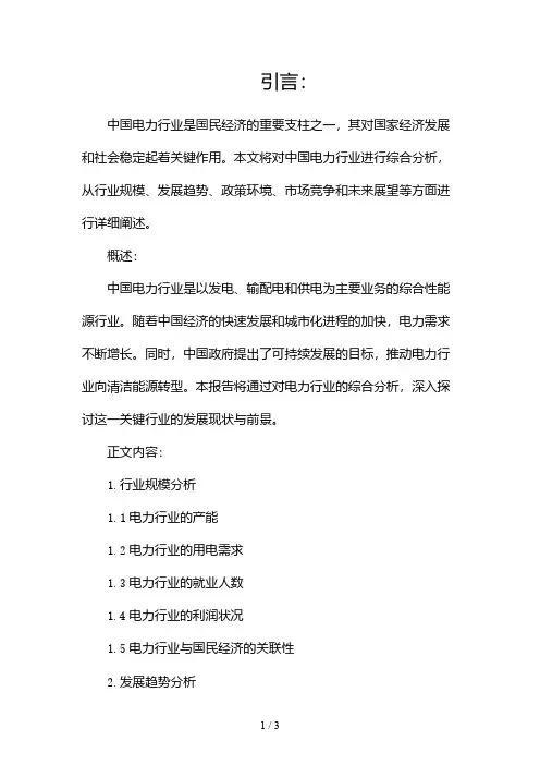 中国电力行业分析报告2024