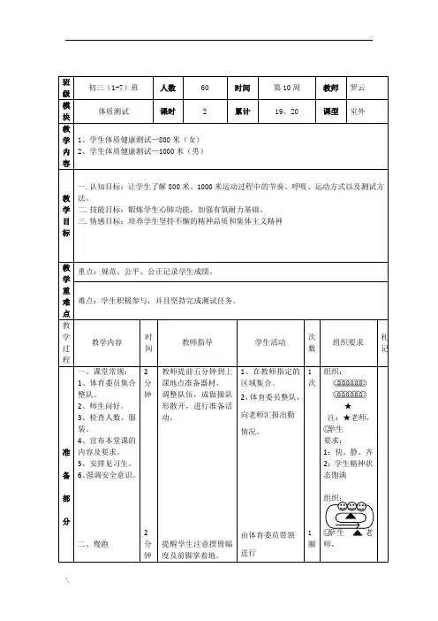 体质健康测试教案合集