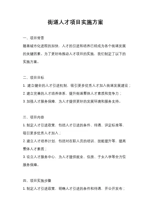 街道人才项目实施方案