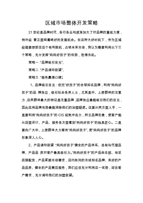 区域市场整体开发策略