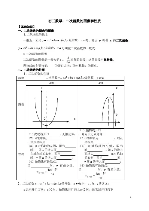 二次函数的图像和性质