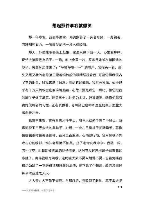 想起那件事我就想笑_四年级作文